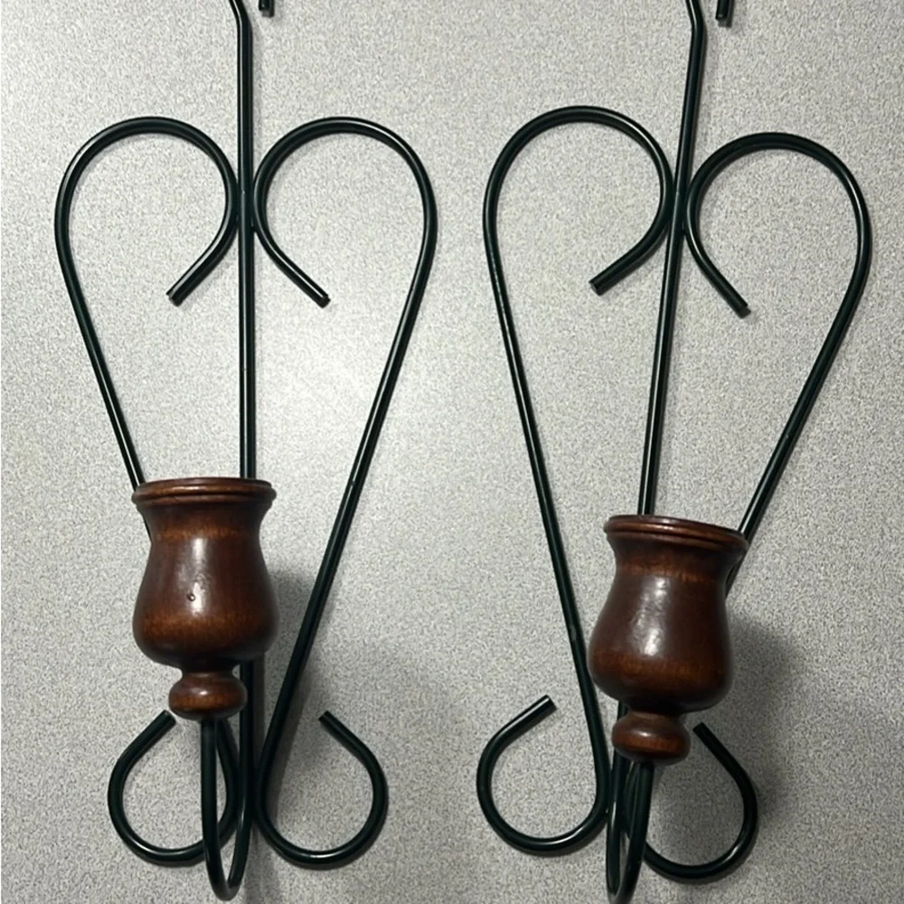 Elegant vintage Green and Brown Wall Sconce Set